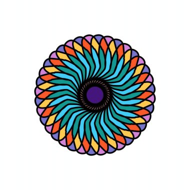 Dairesel geometri ve canlı alternatif renkler, yaratıcılığı ve modern soyut estetiği çağrıştıran simetrik ve görsel olarak çekici bir model oluşturur..