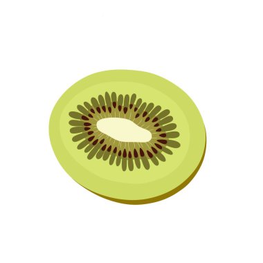 Yakın planda bir kivi meyvesinin parlak çizimi. Dilimlenmiş dokusunu yeşil et ve küçük siyah tohumlarla süslüyor. Meyvenin egzotik ve taze görünümünü vurguluyor. Sağlıklı beslenme kavramları ve tasarımları için mükemmel..