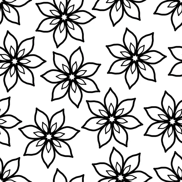 Basit ve zarif siyah ve beyaz desenli. Şekillendirilmiş taç yapraklı çiçekli motifler. Tekstil, arka plan, duvar kağıtları ya da yaratıcı tasarım projeleri için mükemmel..