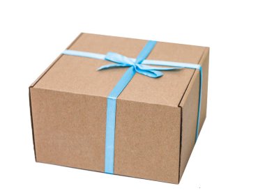 Kraft karton kutu beyaz arka plan, eko-blog ve iş, ürün paketleme