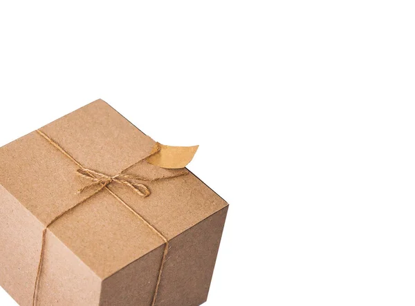 Kraft Cardboard Box White Background Eco Blog Business Product Packaging — Stock Photo, Image