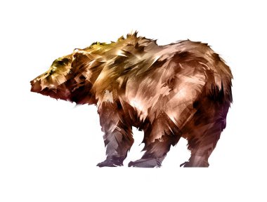 painted colored bear animal on a white background clipart