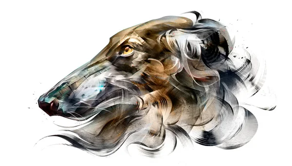 Painted portrait of dog Borzoi on white background — Stock Photo, Image