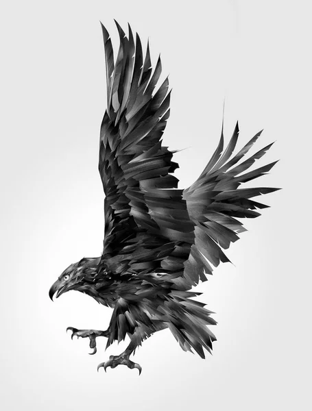 Ζωγραφισμένο πουλί από λεία σε μονόχρωμη πλευρά του αετού — Φωτογραφία Αρχείου