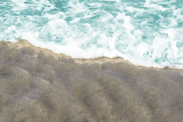 Soft Wave Blue Ocean Sandy Beach Background Sand Wave Beach — Stock Photo, Image