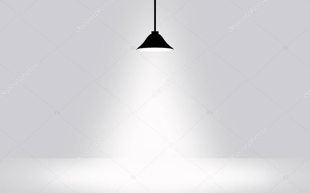 white grey studio room, background with light lamp for display your of content or product.