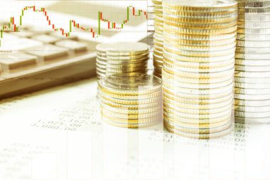 Concept of currency trading, making a decision for an optimal gain. Closeup view. clipart