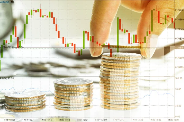 Concept of currency trading, making a decision for an optimal gain. Closeup view.