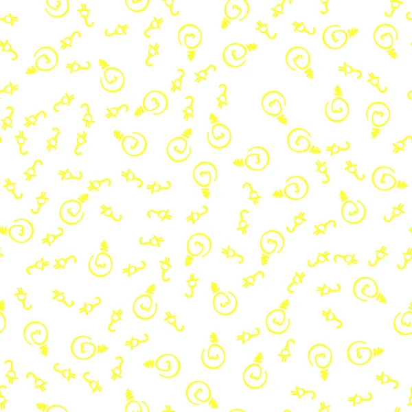Amarelo lâmpada sem costura doodle Pattern.Vector ilustração no estilo doodle — Vetor de Stock