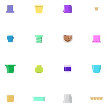 Saksı kümesi. Beyaz arka plan üzerinde izole vektör çizimler.