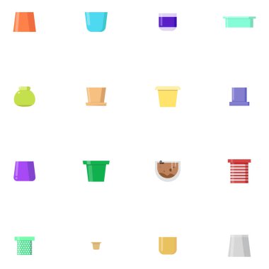 Saksı kümesi. Beyaz arka plan üzerinde izole vektör çizimler.