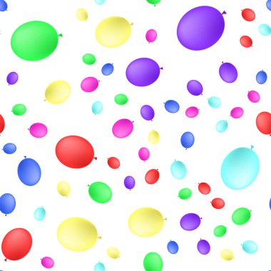 Parti balonları farklı renkteki sorunsuz ilkel arka plan. Vektör çizim