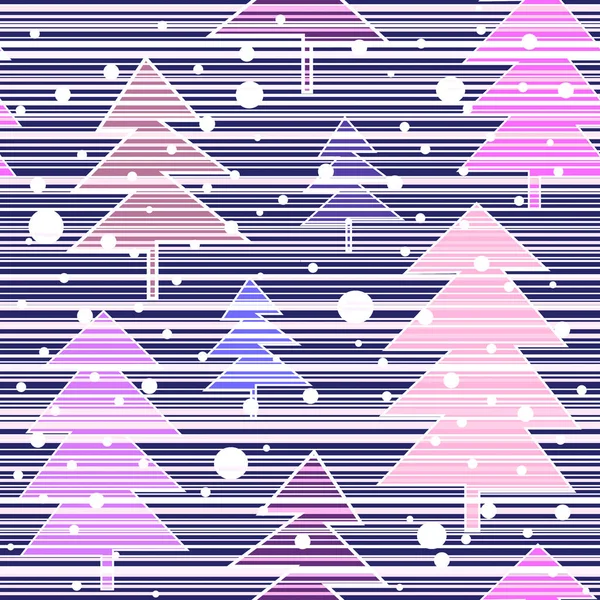 크리스마스 트리가 있는 겨울물기 없는 무늬. — 스톡 사진