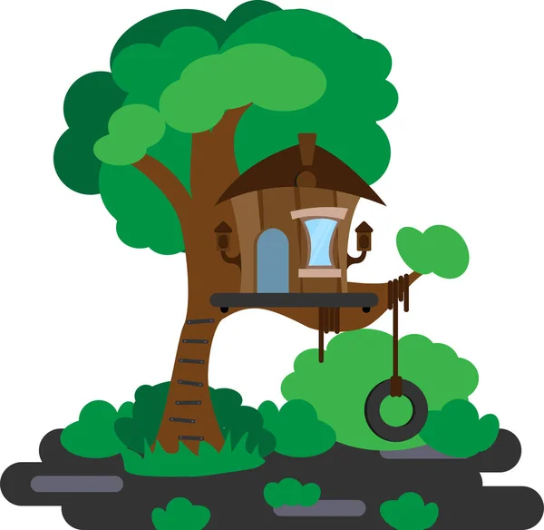 Illustration Haus auf einem Baum — Stockvektor