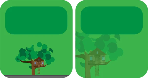 Bannières avec une cabane dans les arbres — Image vectorielle
