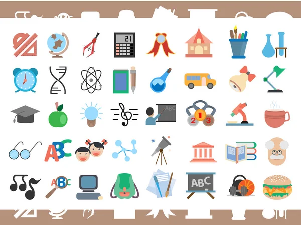 Set von Symbolen für Schule und Schüler — Stockvektor