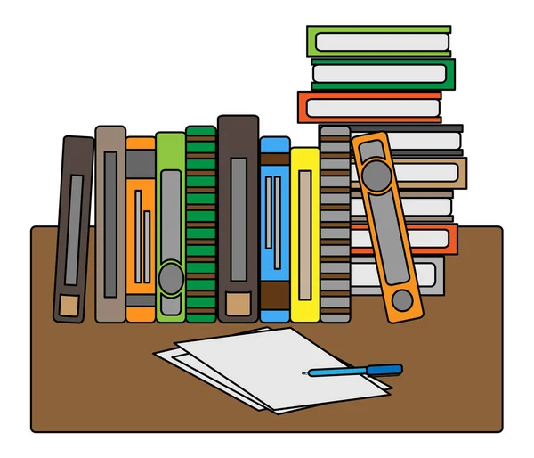 Set of books and a piece of paper — Stock Vector
