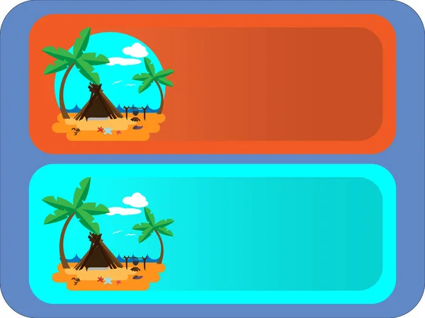 Ensemble de bannières avec palmiers et plage — Image vectorielle