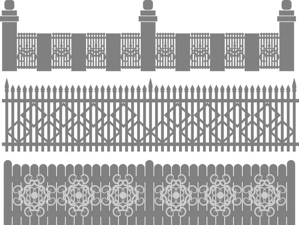 Metal fence-grid, forged fence.  Isolated chain linked fences metal. Flat design, vector. — Stock Vector