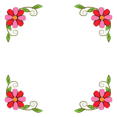 Dekoratif köşeli dikdörtgen çiçek sınır çerçeve şablonu. Vektör tasarlamak.