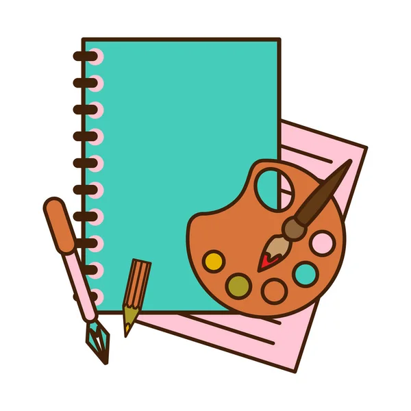 A set of stationery items consisting of a notebook, pen, pen and other. — Stock Vector