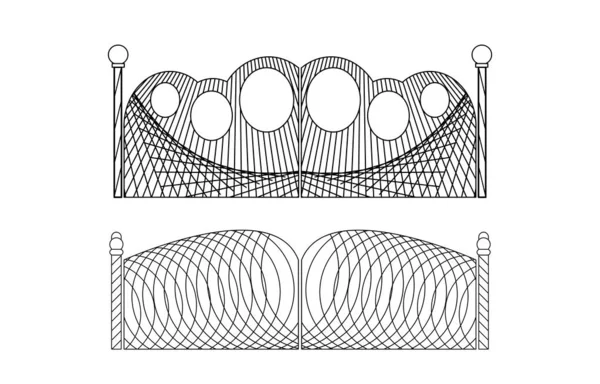 Conjunto de puertas de hierro forjado y puertas de metal — Vector de stock