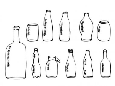 Şişe kroki. Beyaz bir arka plan üzerinde izole vektör çizim.