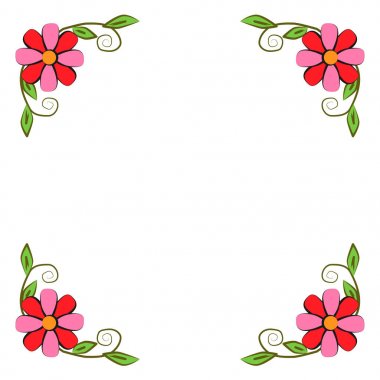 Dekoratif köşeli dikdörtgen çiçekli kenarlık şablonu. tasarım illüstrasyon.