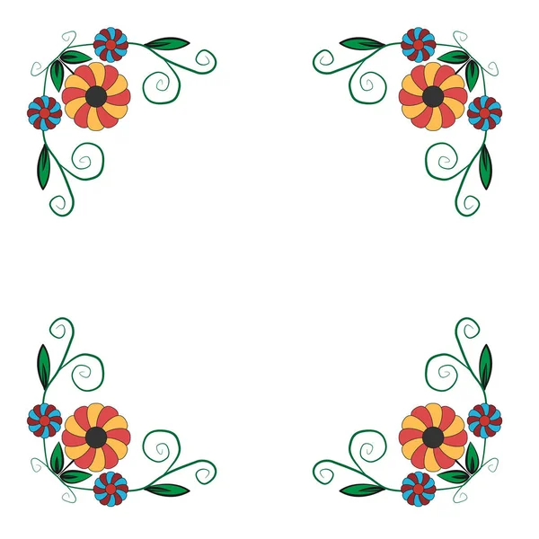 Téglalap alakú virág keret keret sablon dekoratív sarkok. a tervezés illusztrációja. — Stock Fotó
