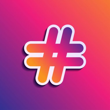 Hashtag simgesi içeren simgeler ve afişler ayarlayın. Hash Tag Simgeler illüstrasyon