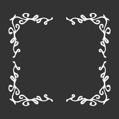 Tasarımınız için dekoratif siyah beyaz çerçeve. Vektör çizimi