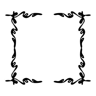 Tasarımınız için dekoratif siyah beyaz çerçeve. Vektör çizimi