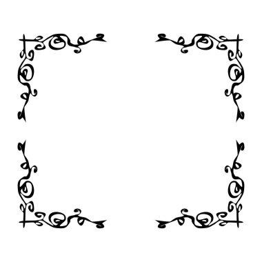 Tasarımınız için dekoratif siyah beyaz çerçeve. Vektör çizimi