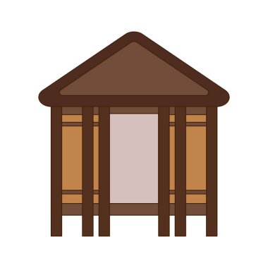 Afrika ulusal evleri ve evleri. Afrika köyündeki kulübeler. Düz çizgi tarzı. Vektör çizimi