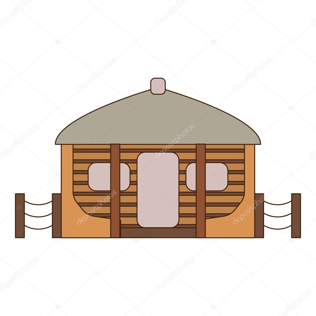 African national homes and dwellings. Huts in an African village. Flat line style. Vector illustration