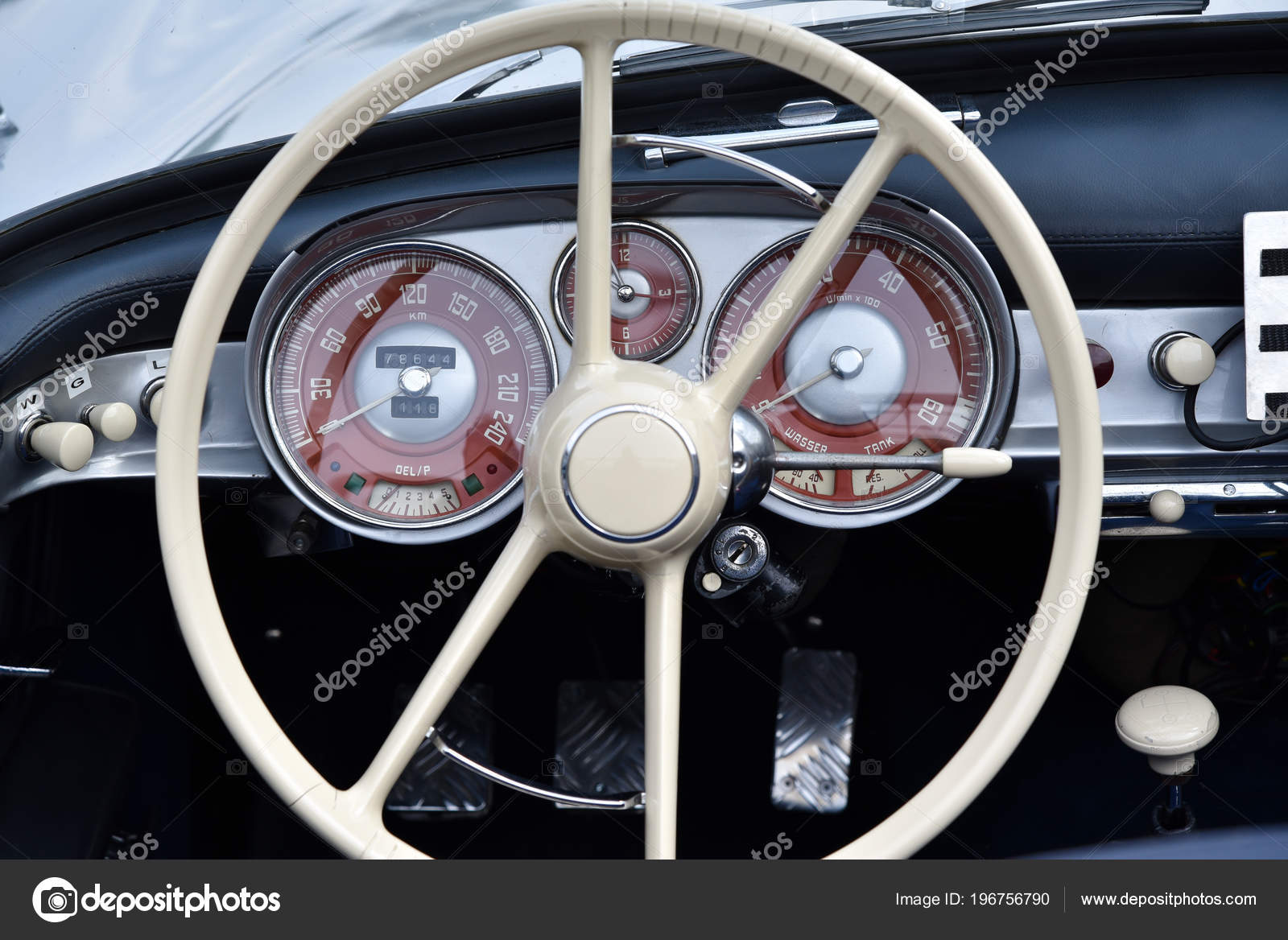 Monza Italy May Classic Car Interior Close Steering Wheel