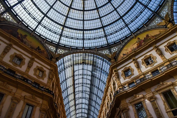 Historické Interiérové Architektury Galerii Vittorio Emanuele Piazza Del Duomo Náměstí — Stock fotografie