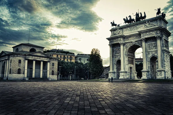 Arch Béke Arco Della Pace Milánó Olaszország — Stock Fotó