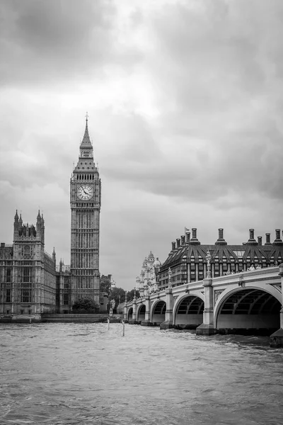 Big Ben Parlament Londýn Velká Británie Foto Černé Bílé — Stock fotografie