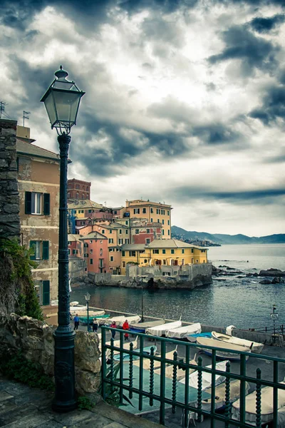 Boccadasse Маленькому Селі Середземним Морем Генуї — стокове фото