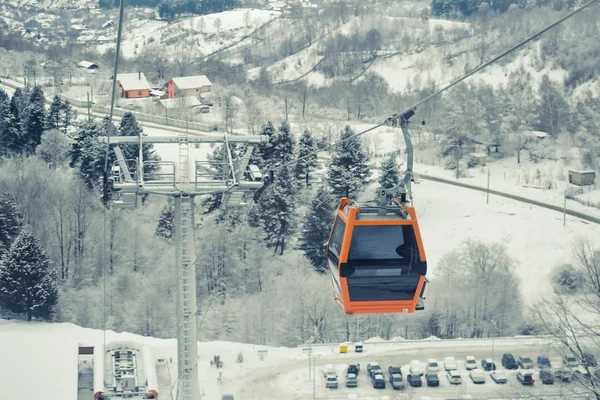 Cableway Winter Landscape Mountains Romania — Stock Photo, Image