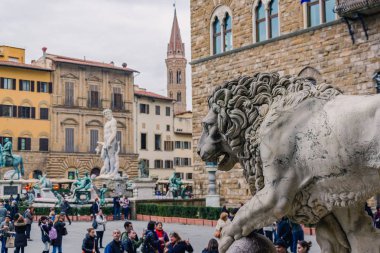 Florence, İtalya - 24 Aralık 2014: Piazza della Signoria Floransa, İtalya