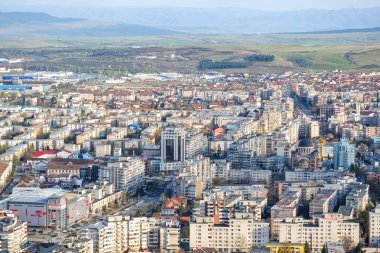 Romanya Deva şehir yukarıdan görülür.