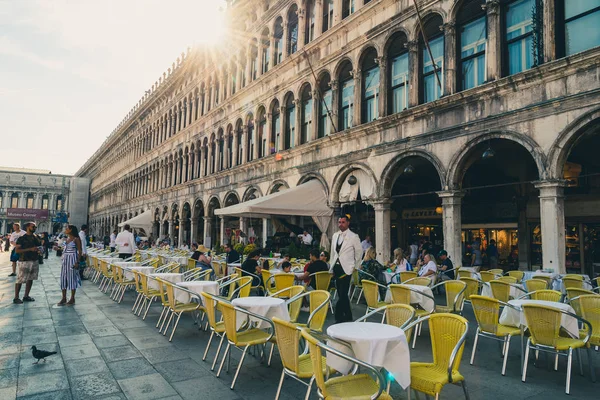 Венеция Италия Августа 2018 Года Кафе Ресторан Piazza San Marco — стоковое фото