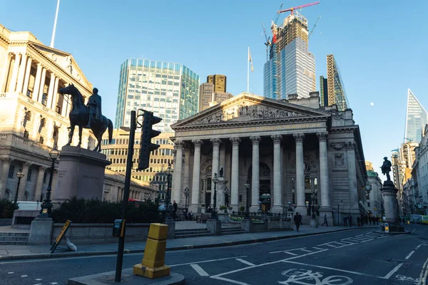 London January 2019 Royal Exchange Statue Duke Wellington Front — Stock Photo, Image