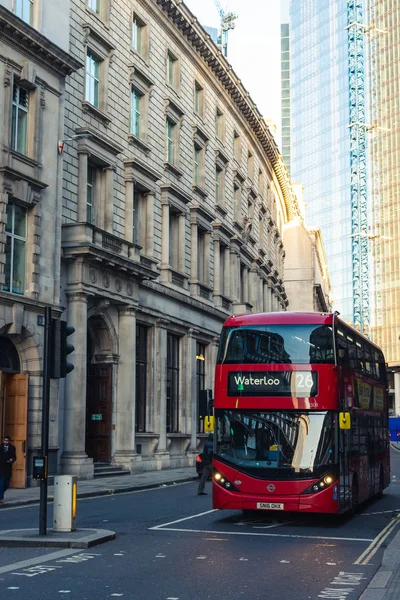London January 2019 Red Doubledecker Street City London — Stock Photo, Image