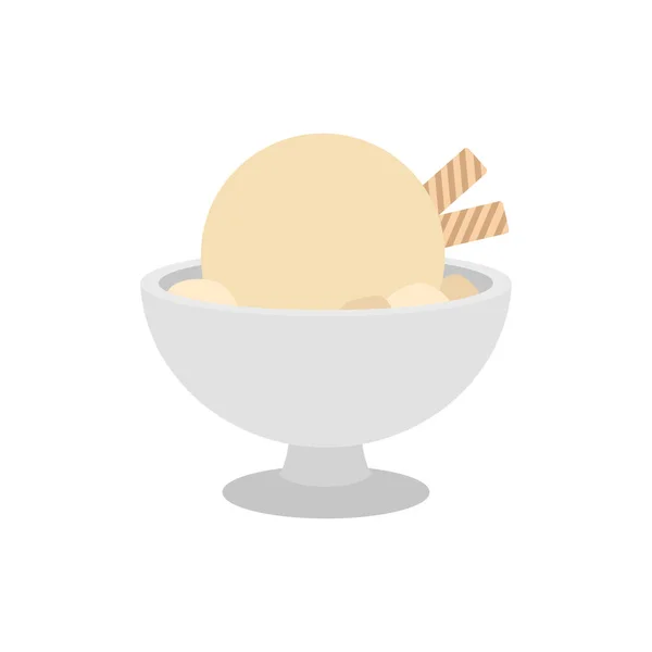 Dondurma kasesi tatlı emoji sembolü simge vektör çizimi izole edilmiş düz