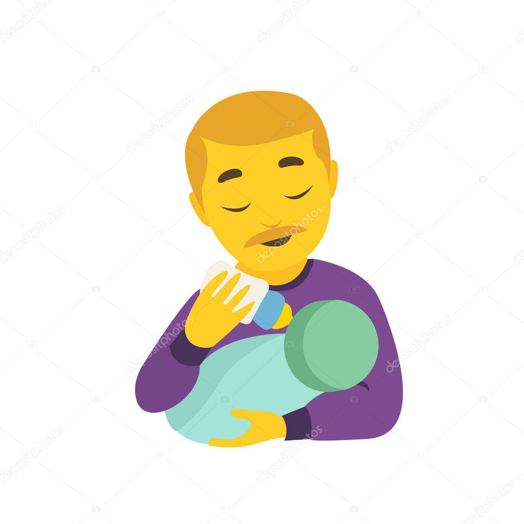 Bottle feeding baby parent dad father man male emoji symbol sign icon vector illustration isolated flat