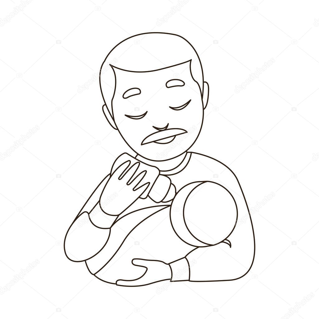 Bottle feeding baby parent dad father man male emoji symbol sign icon vector illustration isolated flat