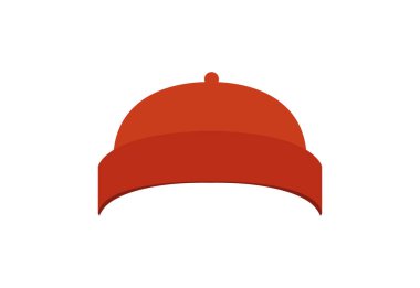 kırmızı şapka bereli yün şapka örgü şapka emoji sembolü sembol ikon vektör çizimi izole düz